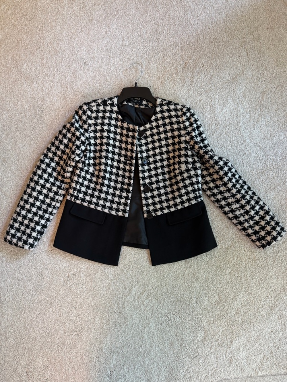 Talbots Black & White Houndstooth Blazer